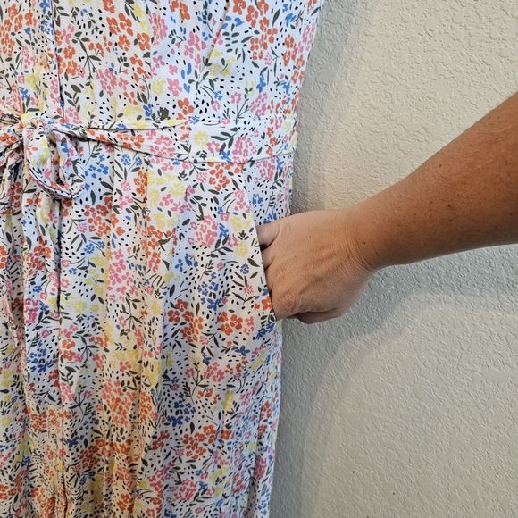 Lands End Size 10 Floral Midi Pocket Shirtdress, Spring, Easter, Summer - Picture 5 of 7